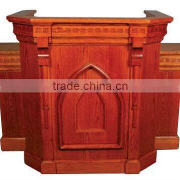 Wing Pulpit,Birch wooden church edge carved cherry PulPit with shelf / Cherry church furniture / church Wing Pulpit