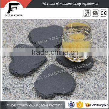 Natural 6.5CM handmade wholesale slate heart coaster