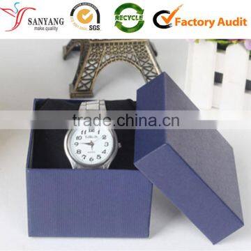 Textured art paper single watch packing box custom stamping logo on tray lid