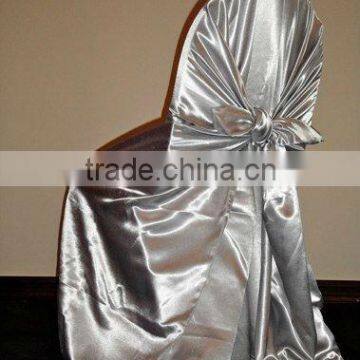 Silver satin self-tie chair cover&Universal satin chair cover