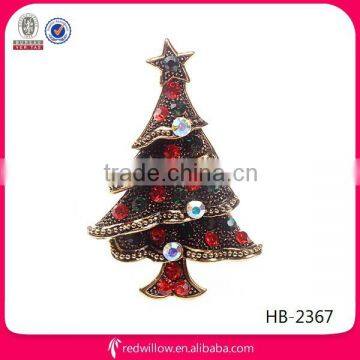 Manufacture wholesale fancy diamante Christmas tree hair barrettes