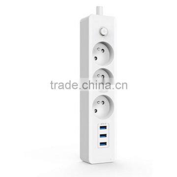 Electrical multi vertical power strip 3 USB charging ports power socket                        
                                                Quality Choice