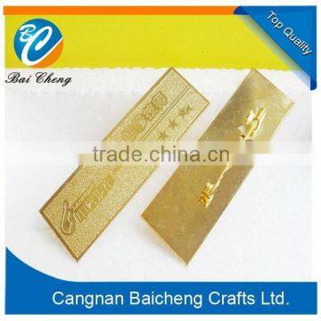 2015 factory made gold name badge/ gold pin-on name tag with cheap price and nice service welcome odm/oem for your demands