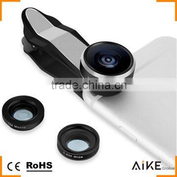 For iPhone 6S Samsung HTC LG Huawei Xiaomi Camera Lens 198 degree Fisheye 0.63X Wide-angle Lens 20X Macro Lens 3in1 lens kit