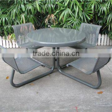 Outdoor bench with chairs metal picnic tablewith backed seats