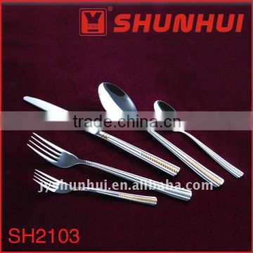 Stainless steel gold plating cutlery set