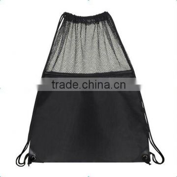 Drawstring backpack with full mesh back and front mesh top