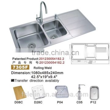 LELIN stainless steel kichen sinks with single bowls LL-7305F