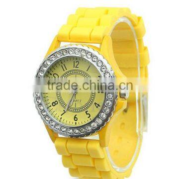 Funky Stylish Rhinestones Chronograph Silicone Watch Display Quartz Wrist Watch Custom photo-4