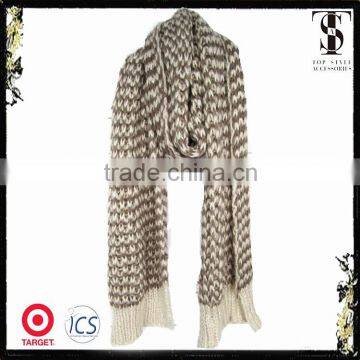 100% acrylic warm knitted striped long scarf