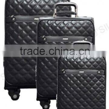 durable quilted pattern PVC four wheels rolling trolley case set