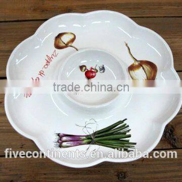 unique flower shape decal ceramic plate