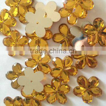 designer use well cut well polished super shine flower design plastic beads with hole for sewing clothing