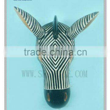 Hand Carved resin Zebra Figure Wall Mask Safari Animal Decor