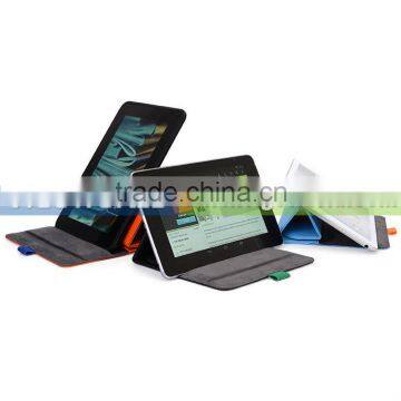 Slim leather sleeve for iPad mini and 7 inch tablet PC with stand elastic pen slot and accessories slot