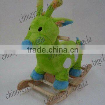 Children's Kids Plush deer Rocking Horse for baby Infant Chair Musical Rocker New wooden rockers