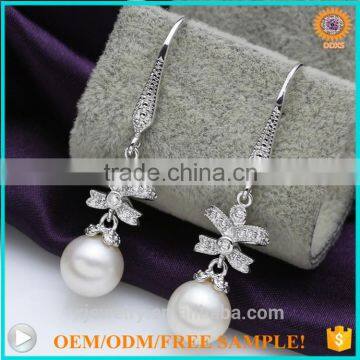 custom cheap lady elegant imitation pearl earrings