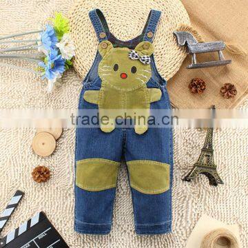 2015 new product children girls wearing denim overalls