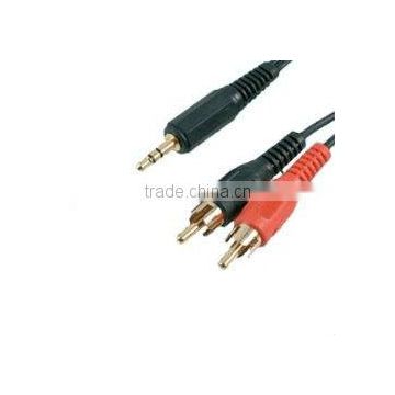 RCA to 3.5mm Stereo Jack Lead - Phono Audio Cable - Gold Plated - 1 Metre