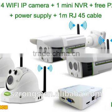 H.264 wifi nvr IR POE wifi ip camera with nvr kit(Kit B)