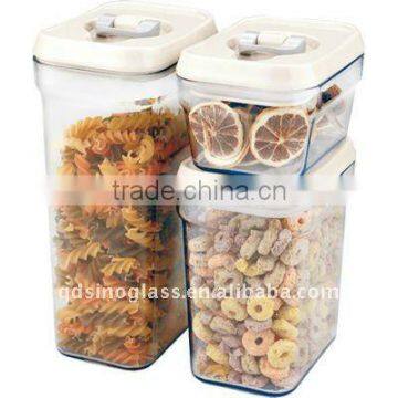 SINOGLASS 3 sizes Cubi Plastic Airtight Storage canister Jar