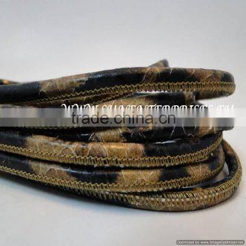 Round Leather Cords - nappa round leopard print 4mm