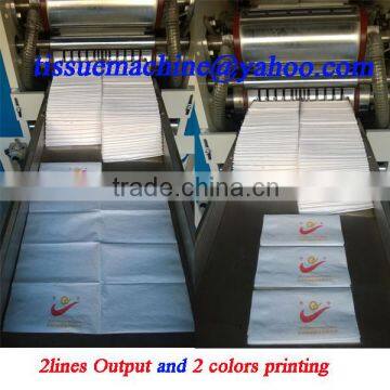 Siemens Mitsubishi PLC Controlled 2 Lanes Italy Design Embossing Printing High Speed Automatic 1/8 Napkin Folding Machine photo-3