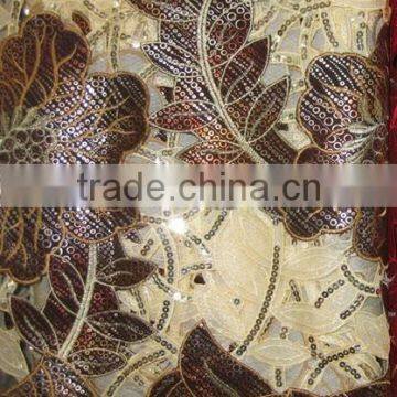 African organza lace with sequins embroidery CL8098-1coffee