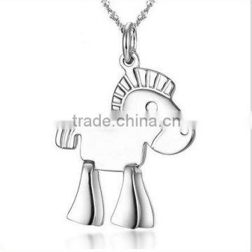 cute Chinese Zodiac traditional animal shaped 925 sterling silver horse pendant necklace