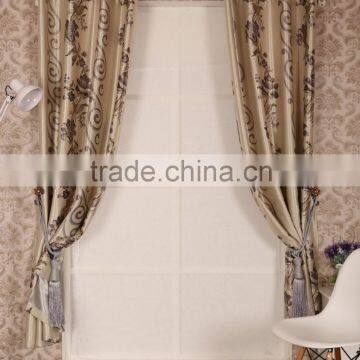 black out with hot stamping gold flower print flocking grommet curtain panel