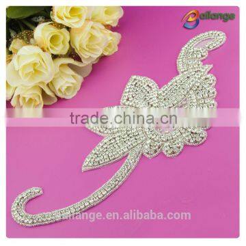 Embroidered Wholesale elegant rhinestone flower applique for bride wedding