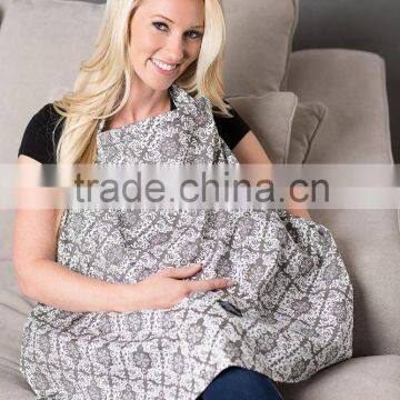 Custom made Hooter hider USA fashion 100% organic cotton plain grey printed breastfeeding for nursing apron