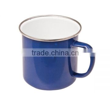 New products of 2016 wholesale custom private label Enamel camping coffee mug with stainless steel Rim