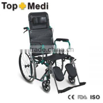 Rehabilitation Therapy Supplies TRW902GC-46 Powder Reclining High Back Foldable Wheelchair With Steel Frame