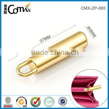 Column shape gold decorative bag metal zip pull