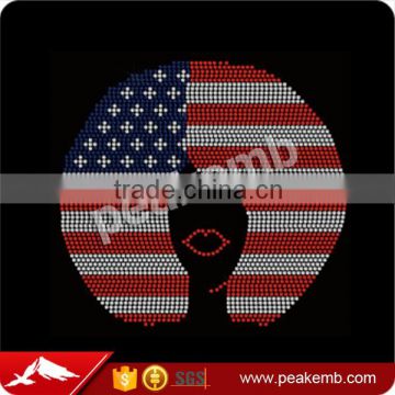 Custom American Flag Afro Girl Rhinestone Transfers