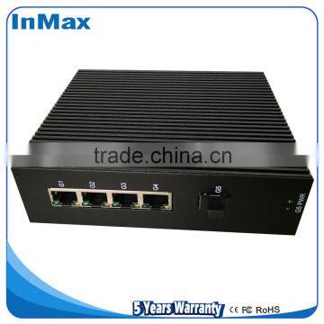 IP40 5 ports full gigabit 1 1000BaseX SFP slot + 4 10/100/1000BaseT(X) ports unmanaged industrial network switch i505A