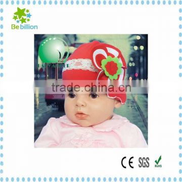 2015 Lastest Fashion Felt Flower Cotton Infant knit hat