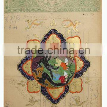 Gallery Antique Vintage Court Stamp paper Jaipur Persian ottmon Miniature Painting Artwork