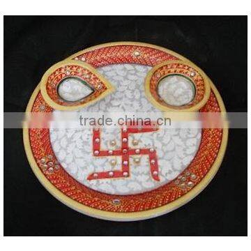 Marble Pooja Thali Plate Handicraft Religious Gift Decor Arts And Crafts Gallery photo-2