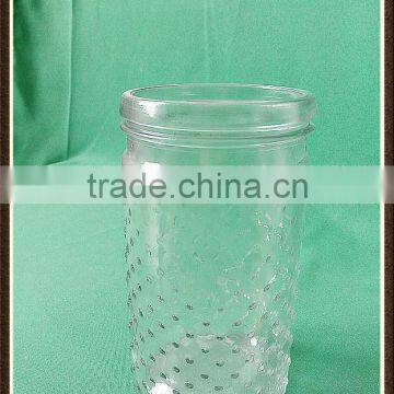 1025ml glass cylinder vase with patterned dot for home decoration