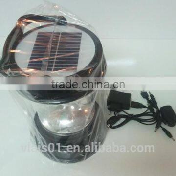 Solar lantern with hand crank mini solar camp emergency light