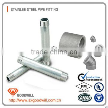 stainless steel close nipple sch40