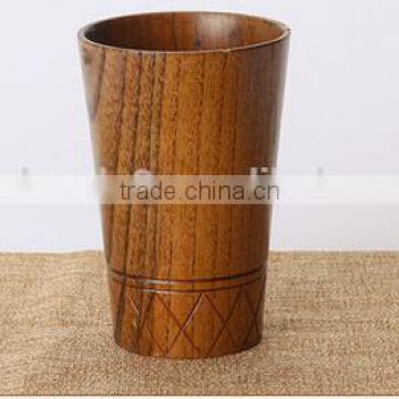 Wooden cylinder shaped tea mugs