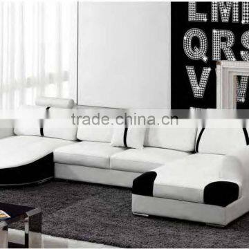 Bisini Living Room European U Shape White Leather Sofa Furniture