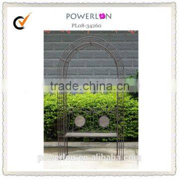 Antirust Metal Garden Arch With Bench photo-4