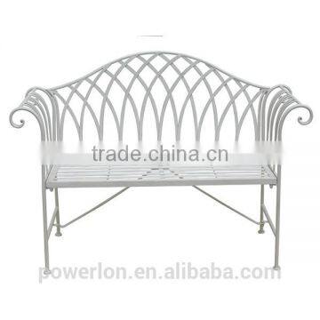 POWERLON gothic matl bench shabby chic metal outdoor furniture anti white color