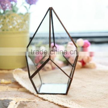 Pyramid shaped glass terrarium for indoor plant holder