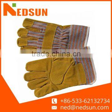 Regular type full palm pig split leather working gloves