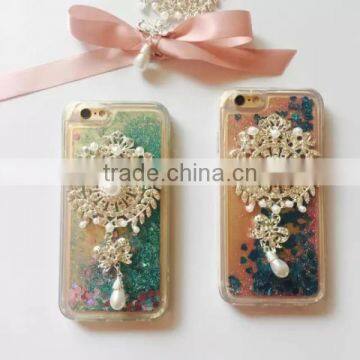 Bling Bling Glitter Floating Star Quicksand Brooch Clear Tpu Phone Case for Iphone 6 photo-2